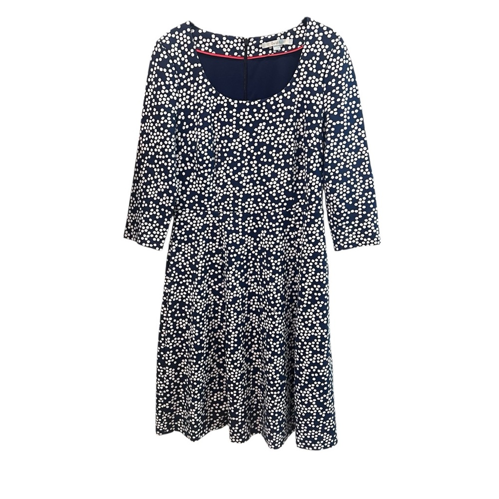 Boden Juliana Navy and White Polkaโ Dot 3/4 Sleeve Size 8